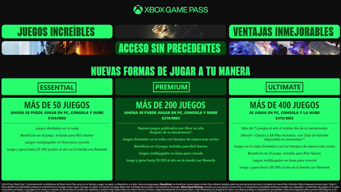 Estos son los beneficios de los nuevos planes de Xbox Game Pass. Foto: Xbox
