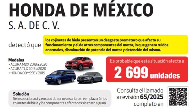 Modelos Honda presentan importantes fallas en México, de acuerdo a reporte de Profeco 2025. (FOTO): Captura de pantalla.