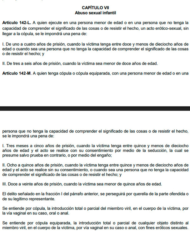 Lo que establece el Código Penal del Estado de Jalisco.