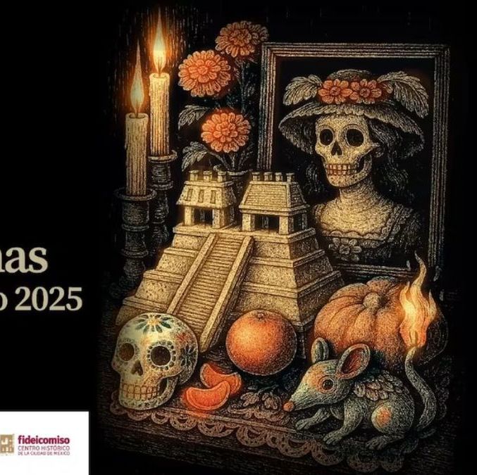 Cartel oficial del Festival de Ofrendas y Catrinas de la CDMX 2025 (FOTO: @ach_CDMX)