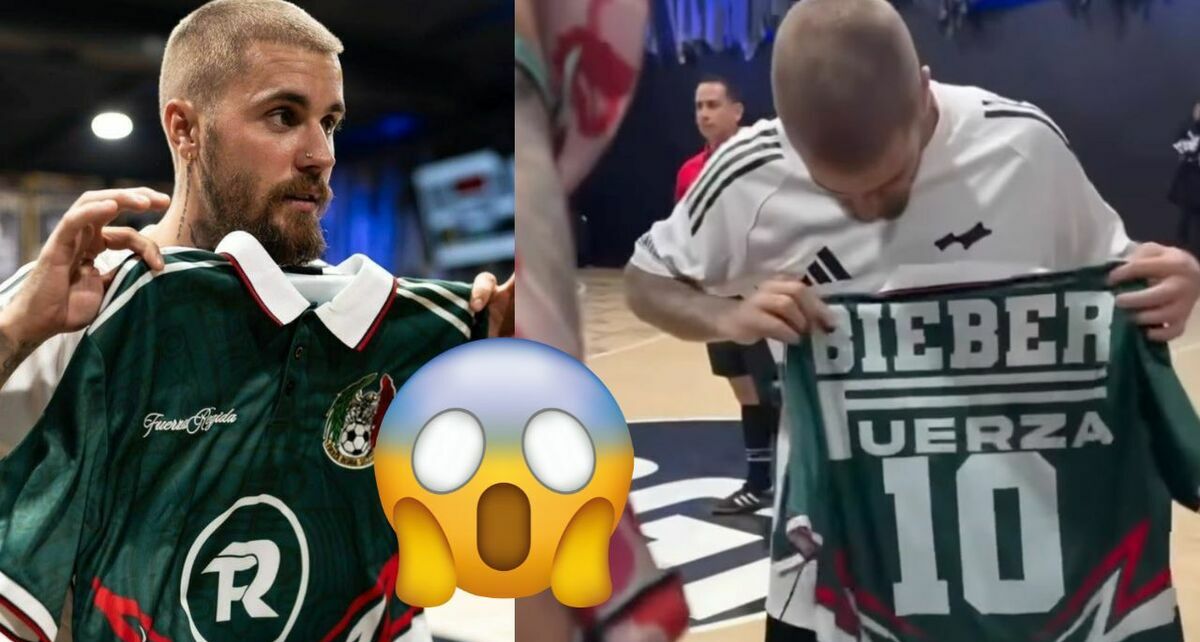 Fuerza Regida sorprende a Justin Bieber con una playera de México