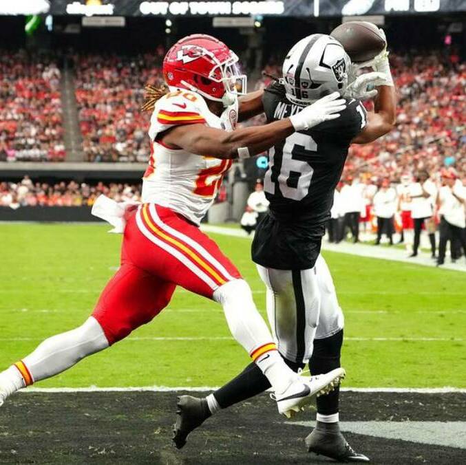 Meyers hace una recepción de TD ante los Chiefs (Reuters)