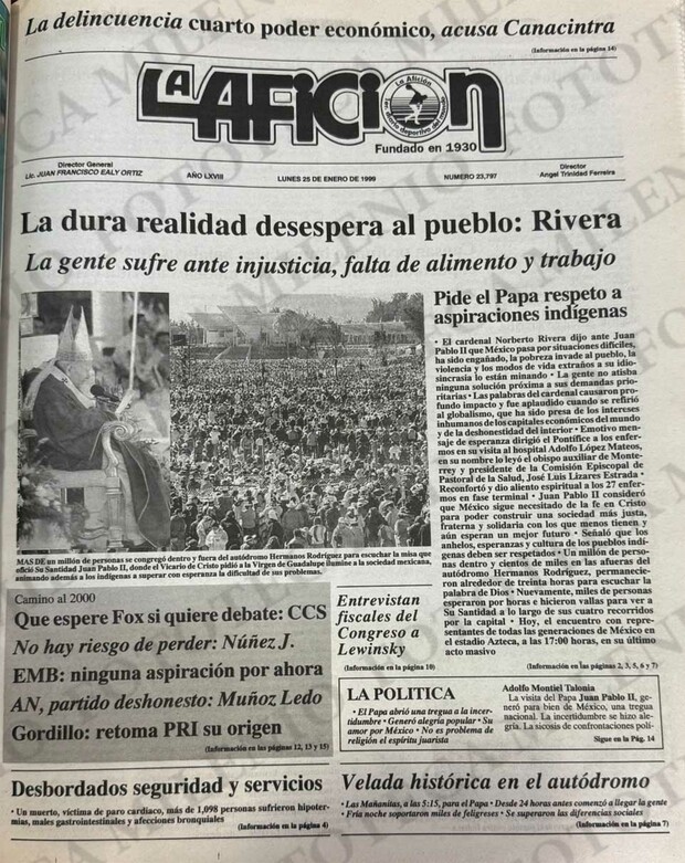 La portada de La Afición tenía la imagen del Papa. (Foto: Milenio)