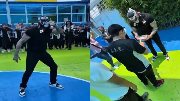 Penta Zero Miedo regresa a la primaria donde estudió con increíbles regalos para los estudiantes en Ecatepec. (FOTO): Especial.