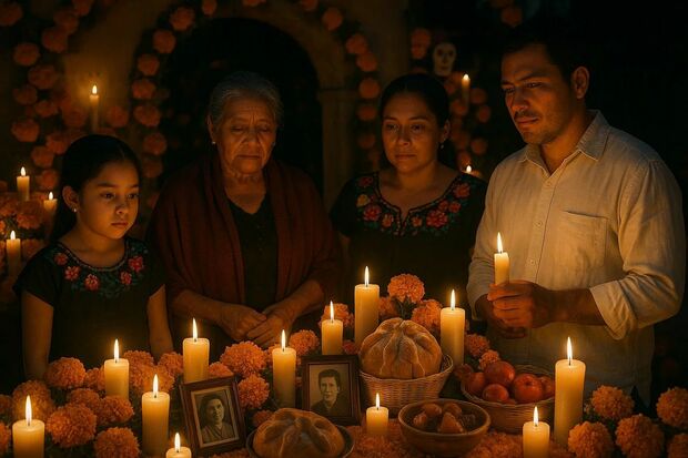El dia de muertos es un dia de luto y conmemoración para los familiares y amigos que pasaron a mejor vida. Foto: MeidoriempoIA