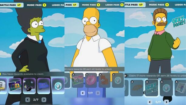 Estos serán los 3 personajes de Los Simpson a desbloquear en el Pase de Batalla. Foto: @NickEh30