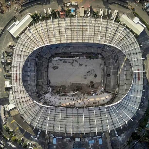 Vista aérea del Estadio Banorte durante su remodelación (@MXESTADIOS)
