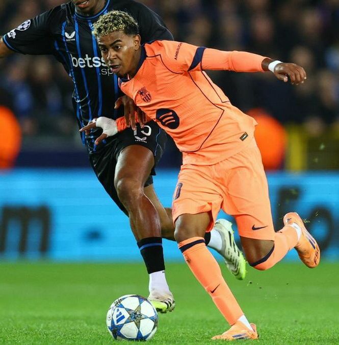 Lamine Yamal anotó ante el Brujas (Reuters)