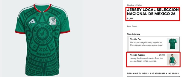 Precios de la nueva playera del México (adidas.mx)