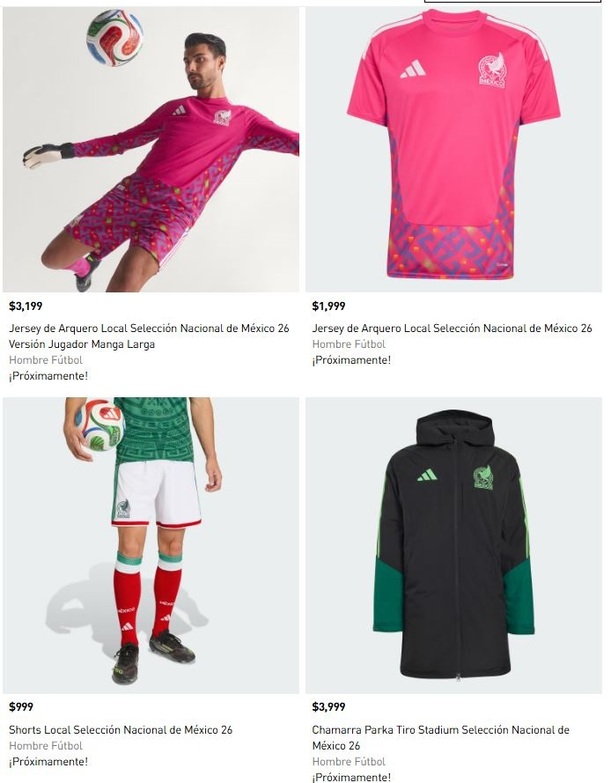 Uniforme de portero del Tri para el Mundial 2026 (adidas.mx)