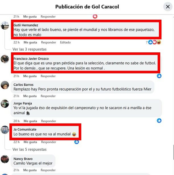 Mensajes negativos en contra de Kevin Mier (Captura Facebook @GolCaracol)