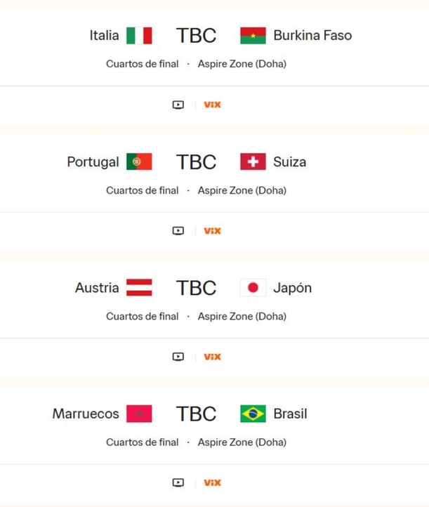 Así se jugarán los Cuartos de Final del Mundial Sub-17 (FIFA)