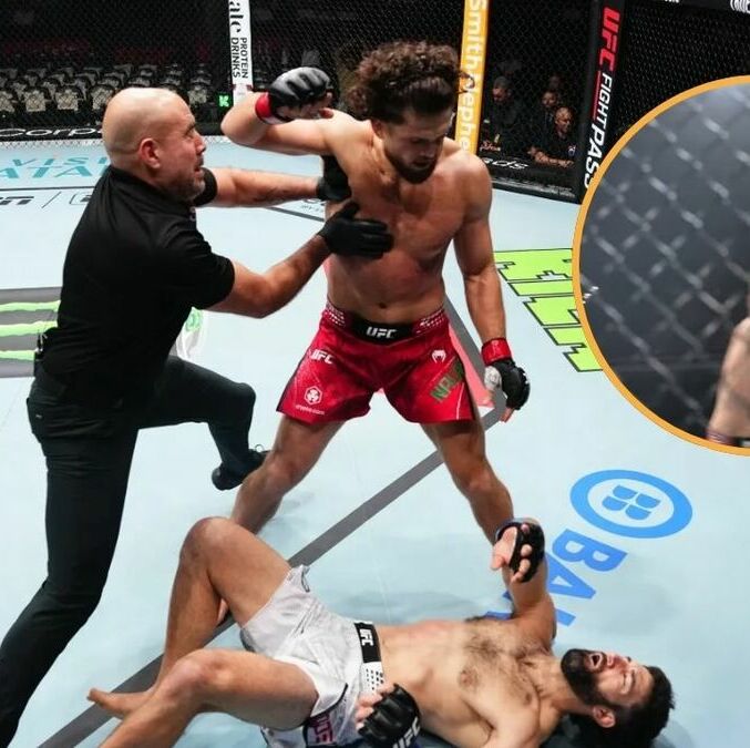 Ismail Naurdiev abrió la UFC Qatar 2025 con un bestial KO a Ryan Loder. Foto: MMA Mania