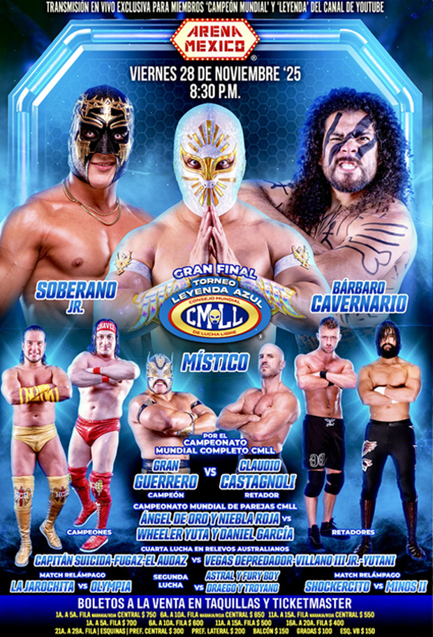 La cartelera del 28 de noviembre en la Arena México. (Foto: CMLL)