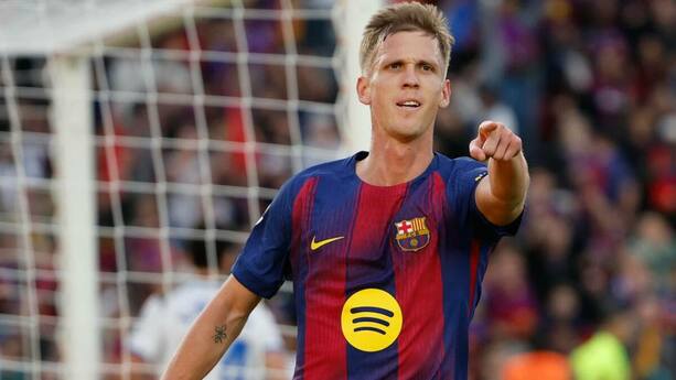 Dani Olmo celebra el gol definitivo para el Barcelona (EFE)
