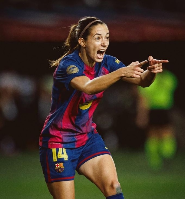 Aitana Bonmatí celebra un gol con Barcelona (@aitanabonmati)
