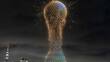 Luces forman el trofeo del Mundial en el cielo (@FIFAcom)