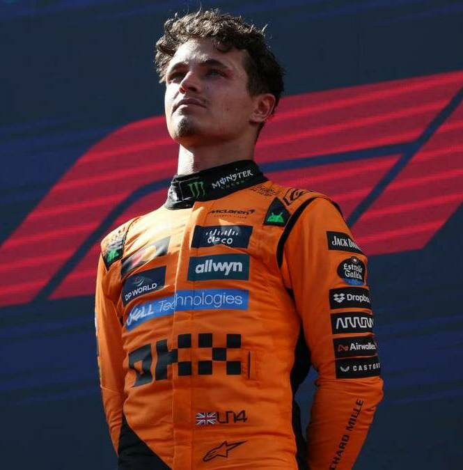 Lando Norris en un podio de la Fórmula 1 (Reuters)