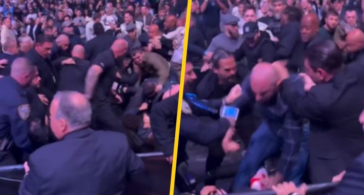 Así fue la pelea masiva en zona de público de UFC 322 (Captura X)