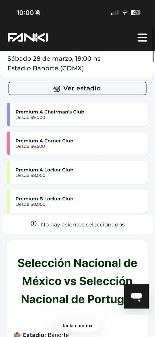 Precios de los boletos para el México vs. Portugal.