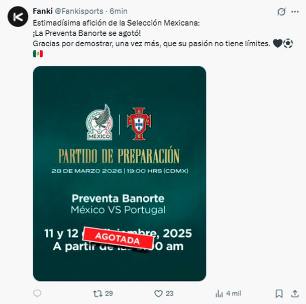 Fanki anunció el fin de la preventa en sus redes sociales.