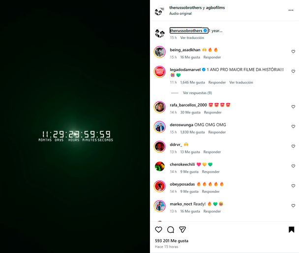Los hermanos Russo compartieron el conteo regresivo en sus redes sociales.