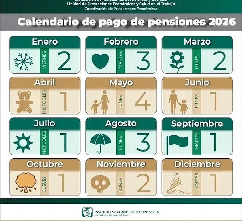 Este es el calendario de pagos oficial del IMSS para el 2026. Foto: IMSS
