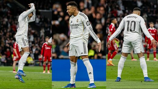 Kylian Mbappé celebró como Cristiano Ronaldo (X: @realmadrid)