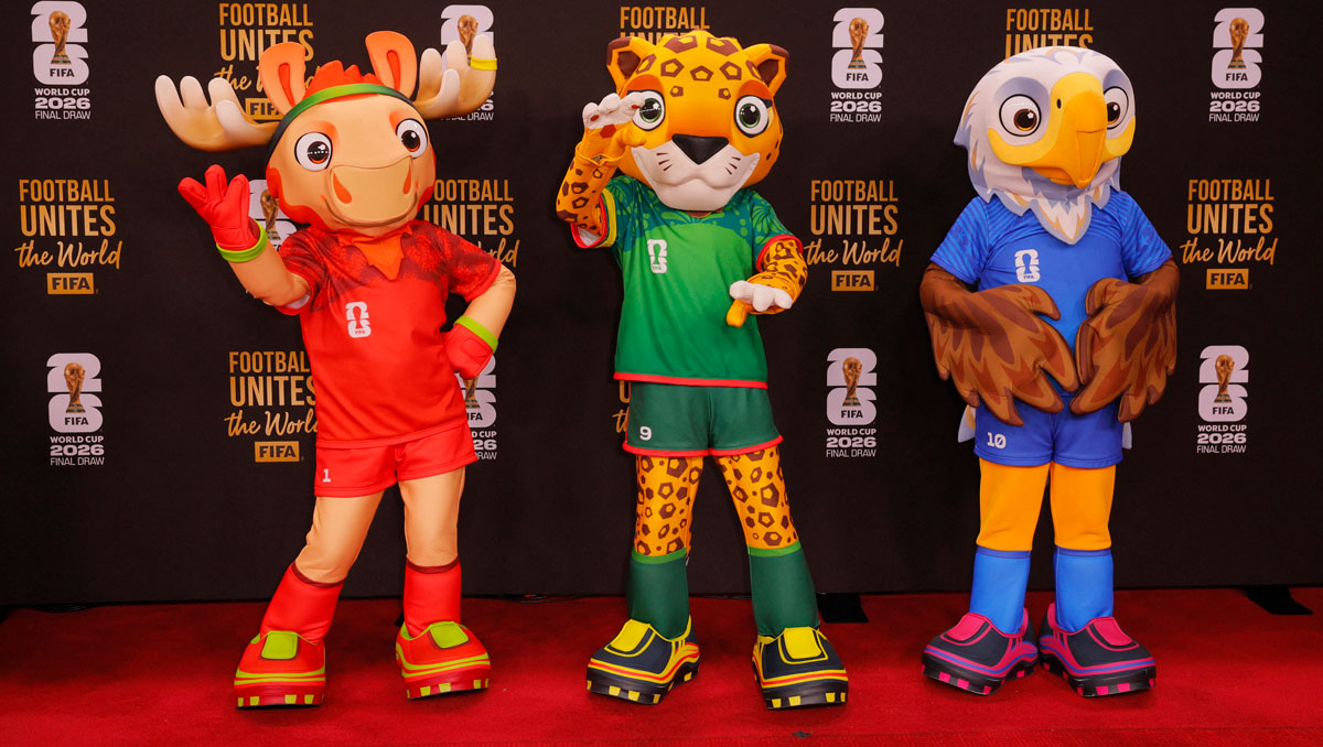 Maple, Zayu y Clutch, mascotas del Mundial 2026. (Foto: Reuters)