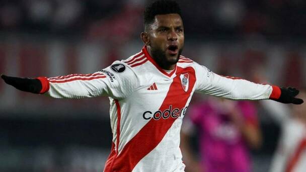 Miguel Borja festeja un gol con River Plate (Reuters)