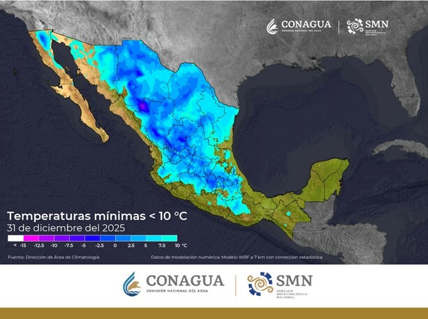 Así cubrirá el frente frío 25 a México (@conagua_clima)
