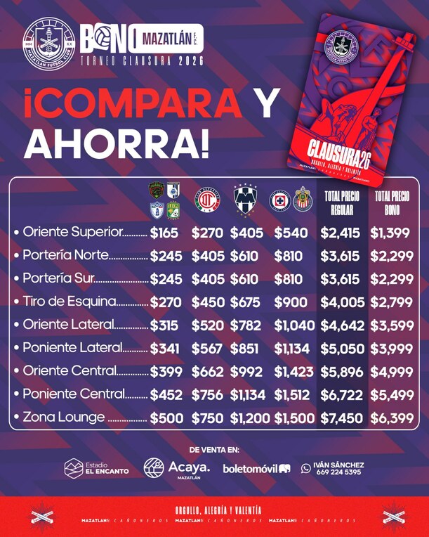 Precios de los juegos de local del Mazatlán FC (@MazatlanFC)