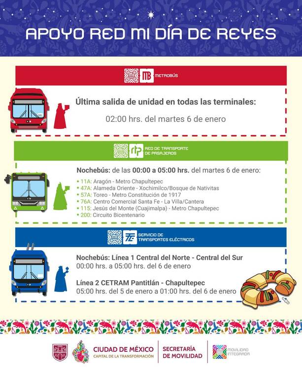 Horarios anunciados por la Secretaría de Movilidad