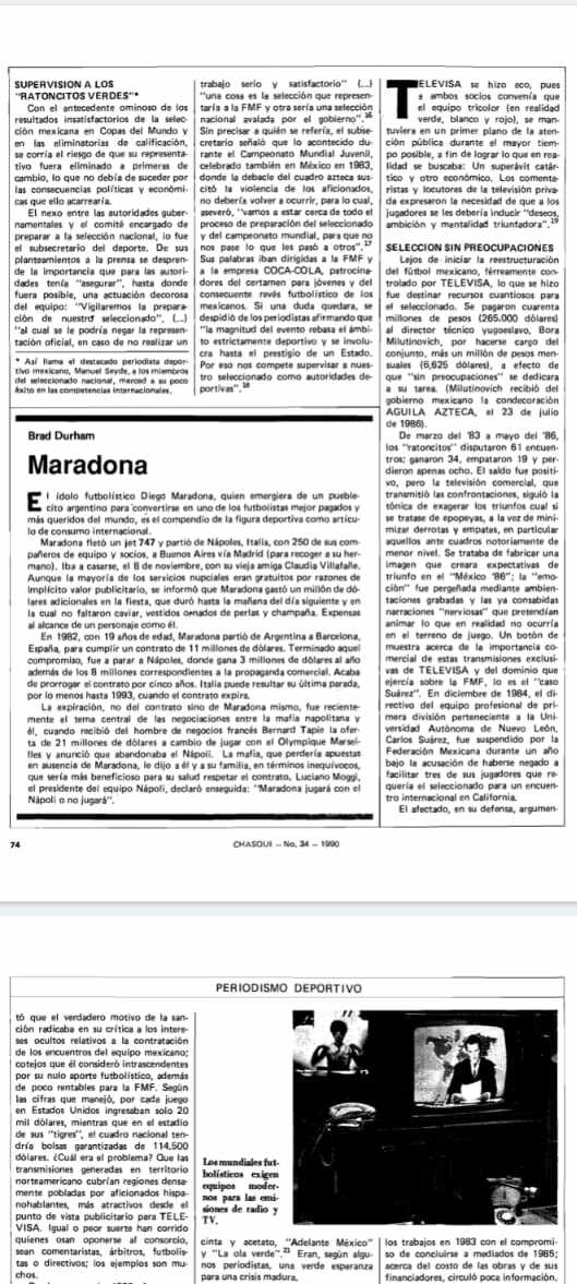 El reporte de la Revista Chasqui de 1990.