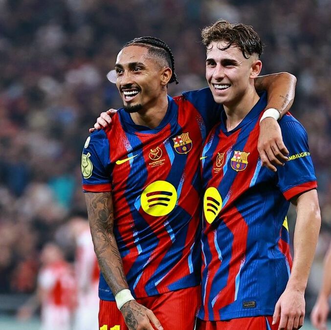 Raphinha y Fermín López marcaron ante el Athletic Club (Reuters)