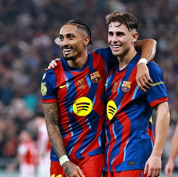 Raphinha y Fermín López marcaron ante el Athletic Club (Reuters)