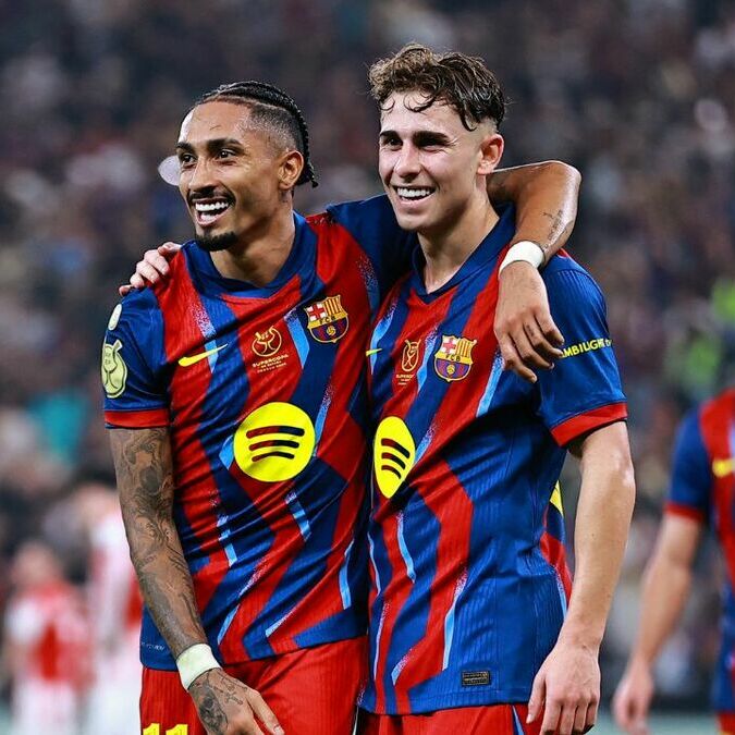 Raphinha y Fermín López marcaron ante el Athletic Club (Reuters)