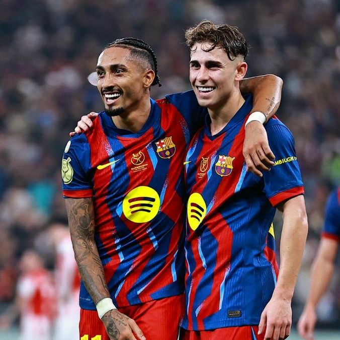 Raphinha y Fermín López marcaron ante el Athletic Club (Reuters)