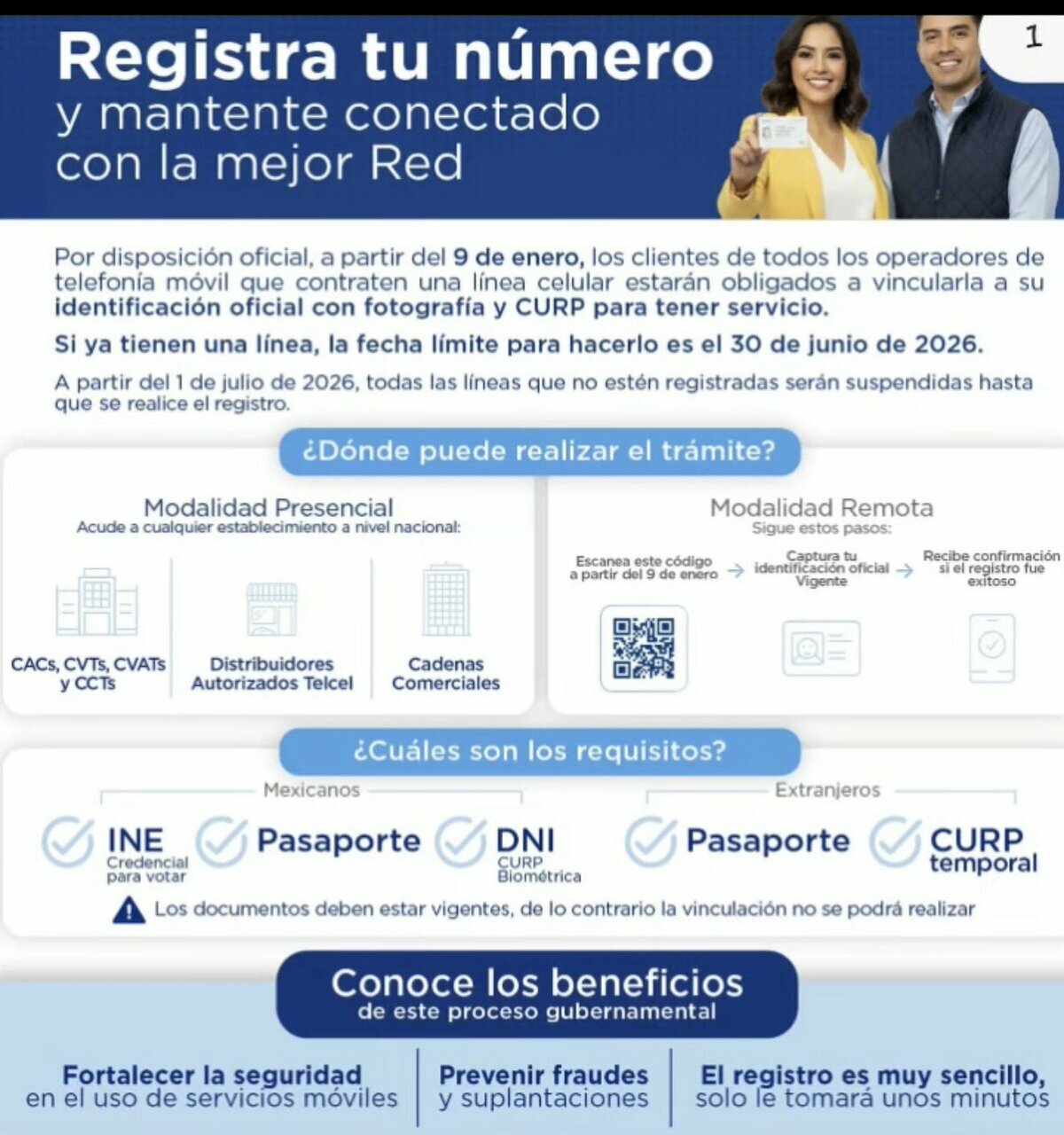 Los usuarios de Telcel podrán escanear un código QR que los llevará a realizar el registro en línea. Foto: Captura de pantalla