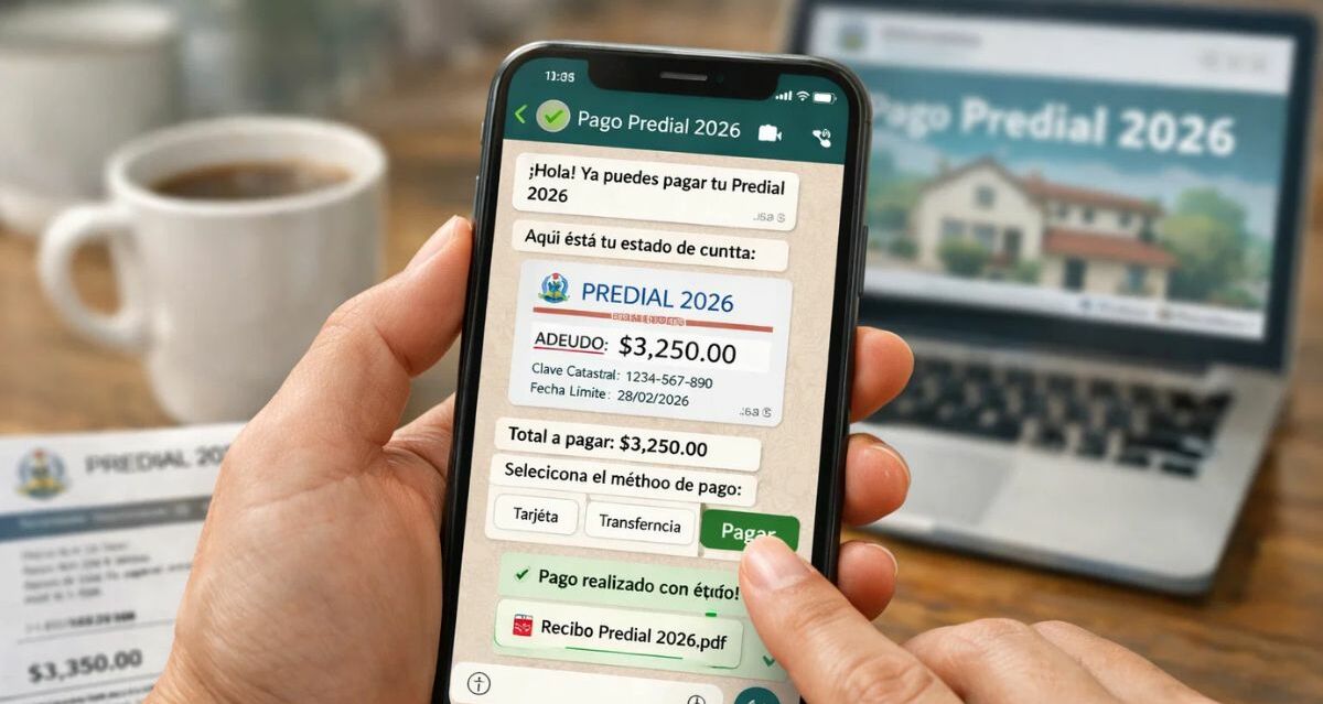Predial vía WhatsApp: así podrán pagar contribuyentes seleccionados este 2026 | Foto: IA