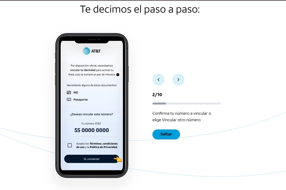 Así deberá de lucir la plataforma de AT&T para registra tu línea telefónica ¡no caigas en fraudes! Foto: AT&T México
