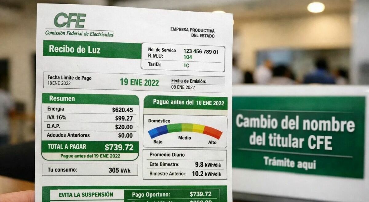 ¿Necesitas cambiar el nombre del recibo de luz CFE? Te explicamos cuándo y cómo hacerlo. (Mediotiempo IA).