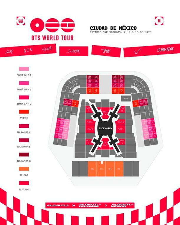 Mejores zonas para el concierto de BTS en México 2026 (X @ailoviutl)