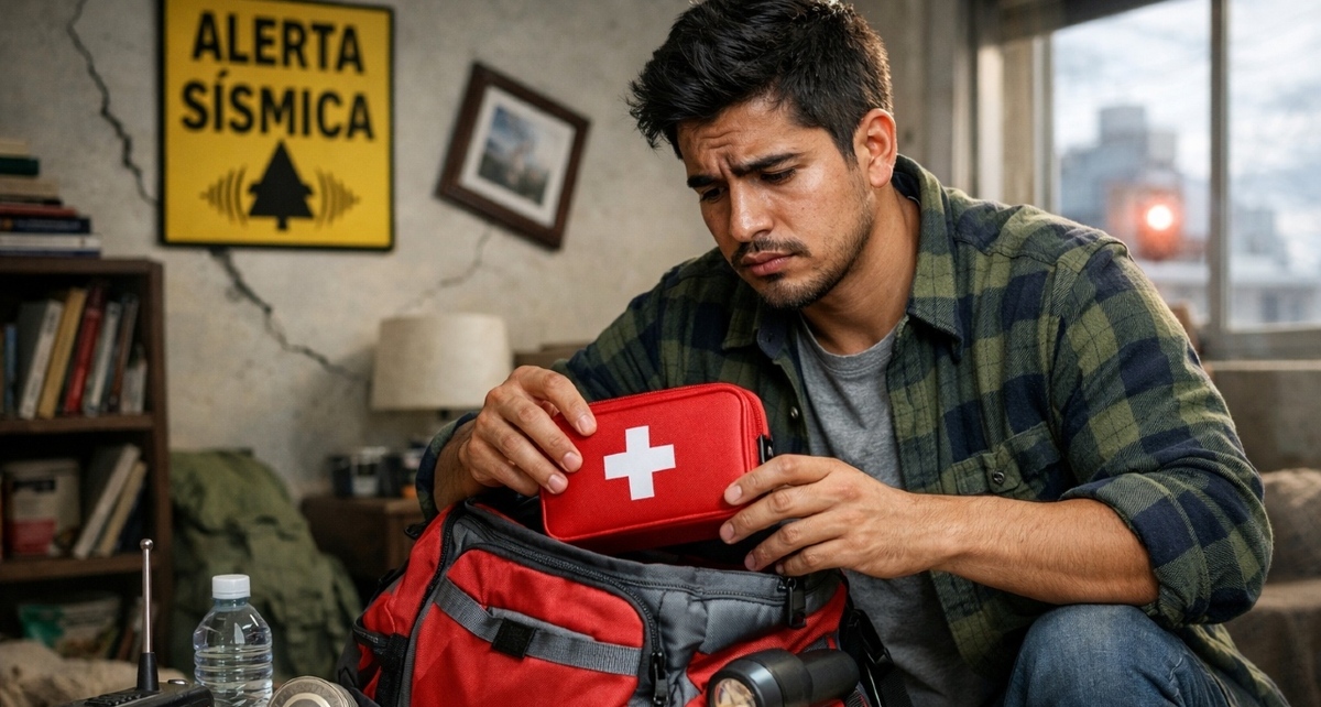 Ante un sismo, una mochila de emergencia puede ser tu mejor acompañante. Foto: Sora IA