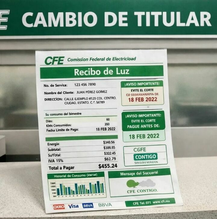 ¿Cuáles son las consecuencias de NO cambiar al titular del recibo de CFE en 2026? (FOTO): Sora IA.