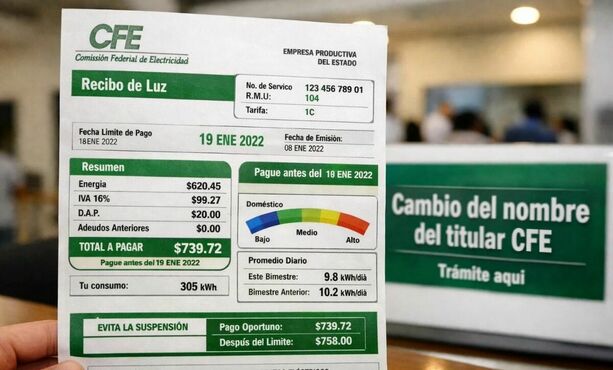 ¿Necesitas cambiar el nombre del recibo de luz CFE? Te explicamos cuándo y cómo hacerlo. (Mediotiempo IA).