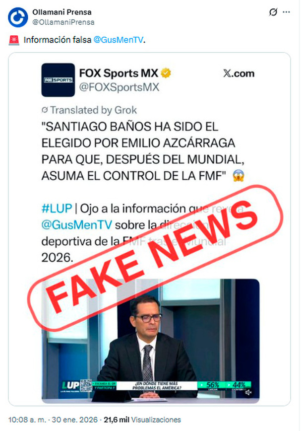 Grupo Ollamani desmintió a Gustavo Mendoza.