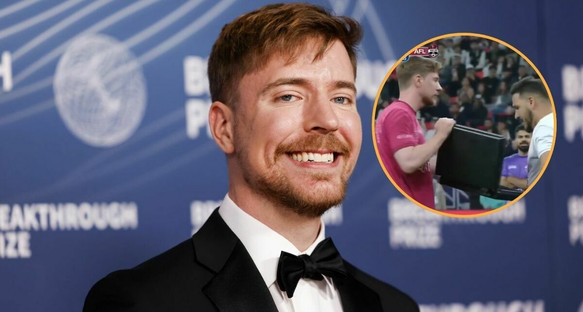 MrBeast le ofreció al portero rival un maletín lleno de dólares para dejarle anotar un último penal. Foto: EFE