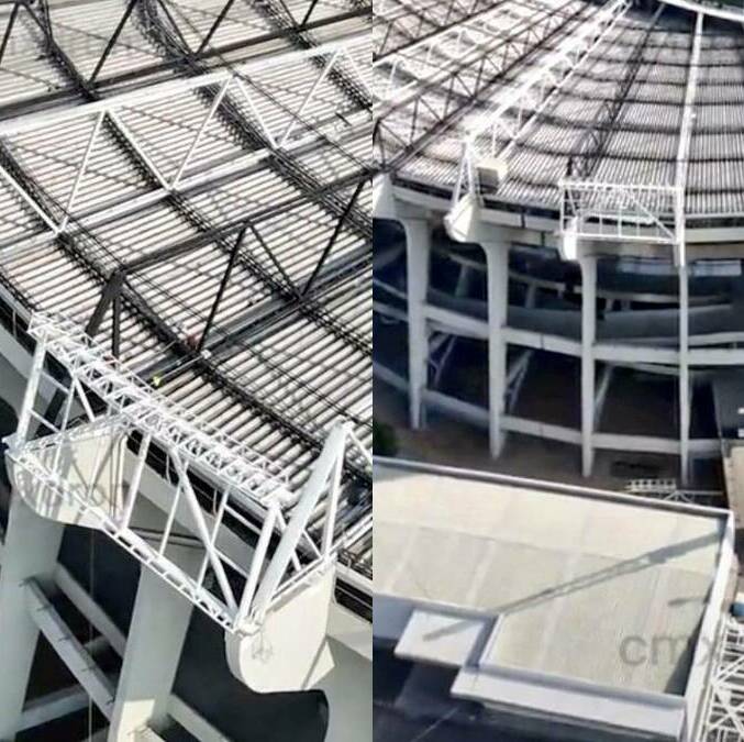Colocan estructura en el exterior del Estadio Azteca / X: Estadios de México