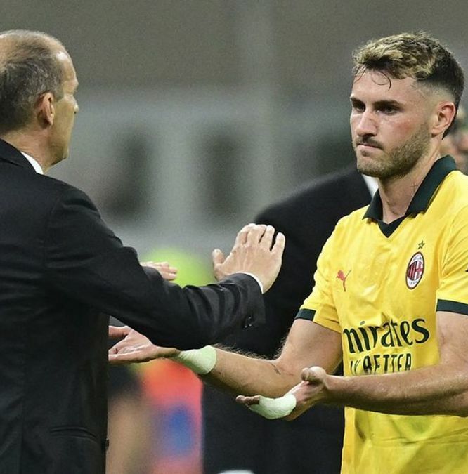 Massimiliano Allegri y Santiago Gimenez (Reuters)